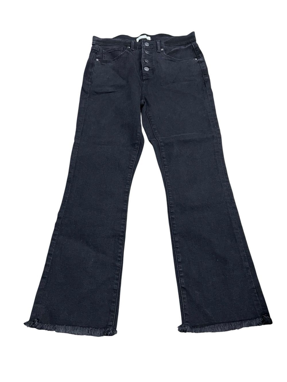 Loft High-Rise Black Flared Jeans Slim Pockets Size 8